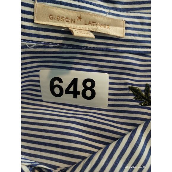 Gibson Latimer Women's Size 3X Floral Embroidered Stripe Button up Casual Top - Picture 9 of 11